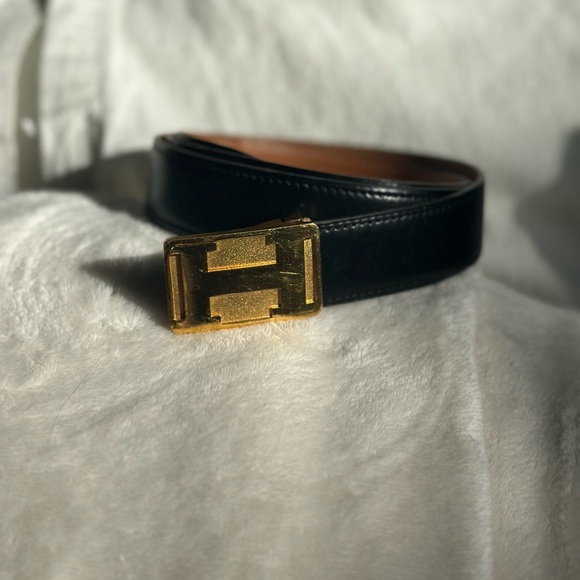 Hermès Constance H Belt Black with Brown Leather Gold Buckle 36 in -39 in - Picture 3 of 12